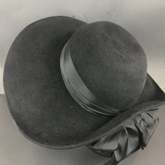 Frank Olive Private Collection Black wool felt hat